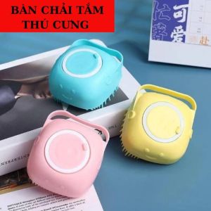 Bàn chải tắm cho chó mèo massage chải lông chất liệu silicon mền có ngăn đựng xà bông sữa tắm tạo bọt nhiều tiện lợi