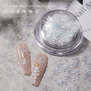 Christmas Nail Art Decorations Silver Glitter Star Butterfly Sugar Shiny Nail DIY Patches Decor เครื่องประดับเล็บสีขาวทองแดง