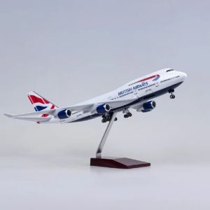 47CM model plane 747 British Airways Plastic model Resin Static miniature airplane  for Collection Or Gift Display Decorations