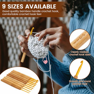 6/9-Piece Bamboo Handle Gold Head Crochet Tool Set Handmade DIY Knitting Accessory Material Handmade Sweater Needle Knitting T