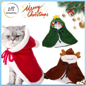 SKISOPGO Pet New Year Costume Santa Cosplay Funny Cat Dog Pet Christmas Cape Dress Up Clothes Red Green Scarf Cloak Props Decor