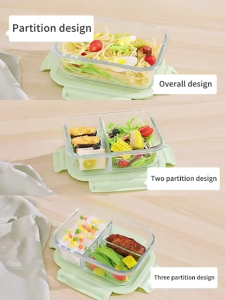 Borosilicate Glass Lunch Box Keep Airtight Leakproof Crisper Microwaveable Oven Safe Lunch Bento Box