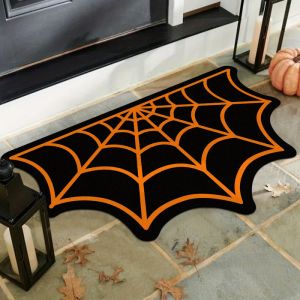 VIKAMA Halloween Mạng Nhện Thảm Chùi Chân Màu Cam Chống Trơn Trượt Thấm Hút Nước Lối Vào Thảm Trang Trí Nhà Phong Cách Hiện Đại Thảm
