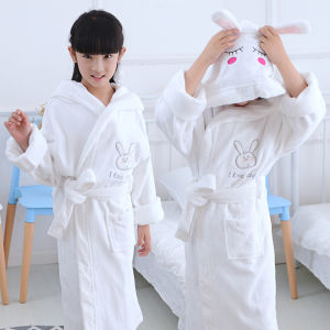 Childrens Bathrobe Pure Cotton Towel Material with Hat Coat Design Cartoon Swimwear Thickened Winter Baby Bath Dress