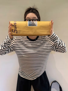 Áo Len Dệt Kim Cổ Tròn Dài Tay Rộng Rãi Thường Ngày Mùa Thu Mới Về Cho Nữ Áo Len Dệt Kim Dài Tay Màu Khối Kẻ Sọc