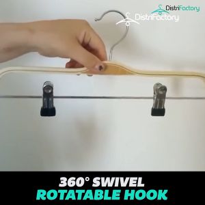 Adjustable Solid Wood Pants Hanger Natural Smooth Finish High-Grade with Sturdy Metal Rubber Padded Clips Wooden Hanger