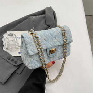 Túi Đeo Chéo Vuông Nhỏ Thời Trang Bằng Vải Denim Có Khóa Kéo Túi Đeo Vai Đơn Thời Trang Túi Xách Nhỏ Có Khóa Kéo