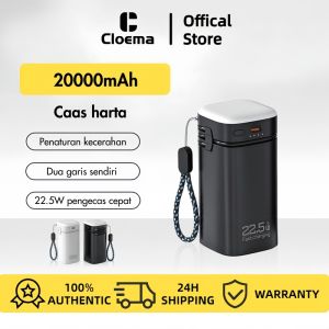Cloema Flashlight Power Bank 20000mah Built in 2 Cables Type-C Lightning LED Battery Instruction Flashlight 22.5W Fast Charging Camping Fishing Partner