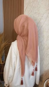 Hijab Segi Empat Paris Tassel Swarovski || Paris Jambul Payet Tabur Swarovski || Kerudung Paris Tassel Payet