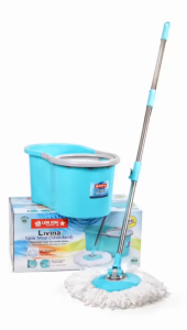 • BISA COD • LION STAR Livina Spin Mop Standard BM-45 Alat Pel Putar Set / Ember Plastik + Tongkat Pel Stainless / FREE KAIN REFILL / Pel Lantai / Floor Mop
