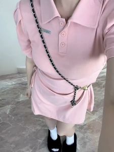 Large Size Women's S-2XL Folds POLO Collar Dress: Summer Waist Thin Design
