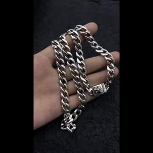 Chrome Heart Hip Hop Cross Cuban Necklace s925 Sterling Silver Clavicle Chain ins Wind