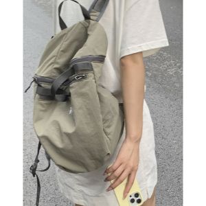 Large Capacity Canvas Shoulder Bag Womens 2024 New Fashion Commuter Casual Travel Bag College Style Double Layer Zipper