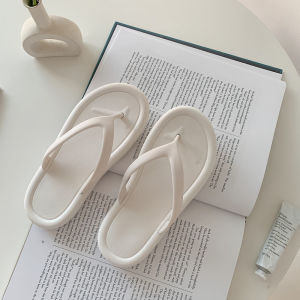 Thick Heel Thong Slippers Womens Summer New Fashion INS Home Indoor Simple Style Casual Beach Thong Slippers Anti-Slip