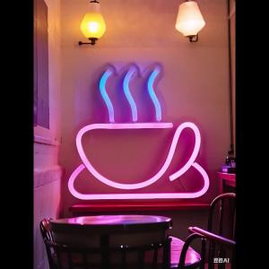 Chi-buy LED Neon Coffee Cup USB Powered Neon Signs Night Light 3D Wall Art & Game Room Bedroom Living Room Decor Lamp Signs