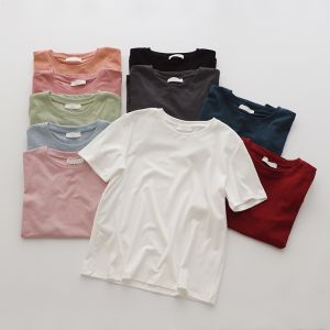 Good Fit Cotton Short Sleeve T-Shirt Womens round Neck White Half Sleeve Top Versatile New Style Korean Loose Fit Spring Summer