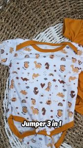 3 Pcs Jumper Bayi - Baju Bayi - Perlengkapan Lahiran - Baby Newborn 0-3 Bulan