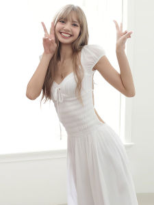 Kliou Lisa Pure Desire Girl Style Dress Womens Design Sense Hollow out Back Slim Long Dress Trendy Polyester Fiber Short Sleeve V-neck A-line Skirt