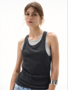 Layered Slim Fit Ribbed Womens Vest