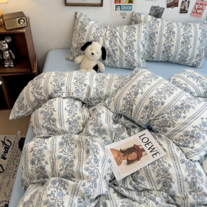 Dansunreve Bộ Ga Trải Giường 4in1 Hoa Bộ vỏ chăn ga gối Rửa Bông Thoáng Khí Phim Hoạt Hình Nữ Hoàng/Chăn lông vịt cỡ King Bìa Khăn trải giường Với Vỏ Gối