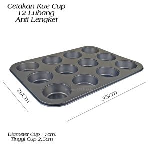 Loyang 12 Lubang Cetakan Kue Mini Mufin 12 Mangkok Anti Lengket Cup Cake Non Stick Muffin 36cm