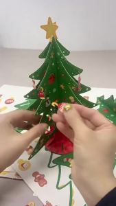 2pcsChristmasDIYPaper Christmas Tree,Handmade Foldable Desktop Small Christmas Tree Ornament,New Year holiday atmosphere decorat