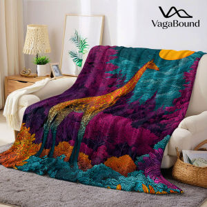 Trippy Giraffe Flannel Blanket Warm Soft Halloween Christmas Decorative Couch Warm Cozy All-Season Gift