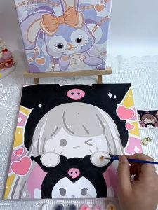 Ivorybaby Painting Kit/Sanrio Painting By Number Set Lengkap Kartun Lucu 20x20