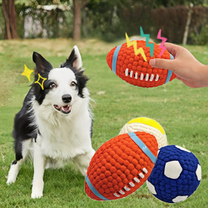 Funny Rugby Pet Squeaky Ball Toys Rubber Tooth Clean Interactive Toy Outdoor Training Toys For Cat Chihuahua Yorkshire Supplies