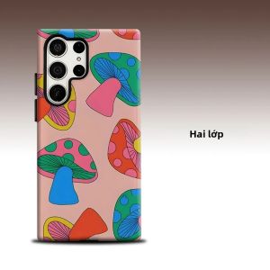 Ốp Lưng Điện Thoại Samsung Galaxy S26 S25 S24 A56 A36 Thiết Kế Nấm Retro Psychedelic Hai Lớp Sang Trọng Bảo Vệ Toàn Diện Ống Kính
