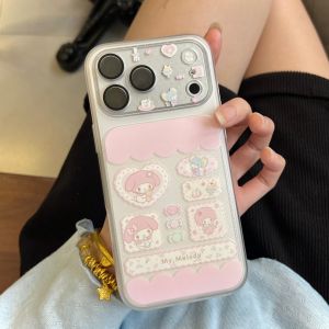 Sanrio | 2IN1 Cartoon Melody Phone Case For iPhone 17 16 15 14 Pro Max 17 Pro Camera Lens Protection Cute Shockproof Bumper Back Cover