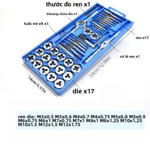 Bộ Dụng Cụ Taro Và Ren 12/20/40 Món M3-M12 Ren Metric Dụng Cụ Cầm Tay Taro Côn Thẳng Dùng Cho Gia Công Kim Loại