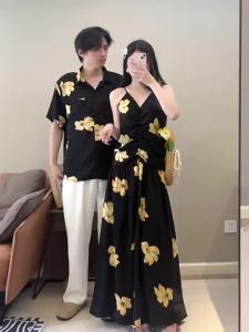 XILANDUO | Summer Vacation Couples Match Set Dress Strap Shirt