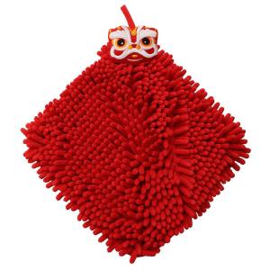WOAISHENGHUO | Lion Pattern Wedding Celebration Hanging Towel Chenille