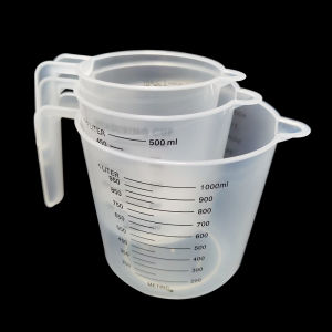 3 PC ถ้วยตวงพลาสติกสําเร็จการศึกษาขนาดใหญ่ความจุห้องปฏิบัติการ Beaker CLEAR พร้อมฝาปิดโปร่งใสถ้วยผสมครัวเบเกอรี่