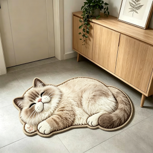 VIKAMA Kawaii Cute Pet Rug Soft Plush Absorbent Anti Slip Washable Dorm Bedroom Tub Side Decor Floor Mat