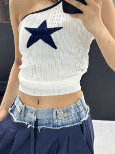 chaqi | Slimming Knitted Tube Top Summer Fashionable Sleeveless Shoulder Design Casual Floral Print For Girls Chic Trendy Girl Style