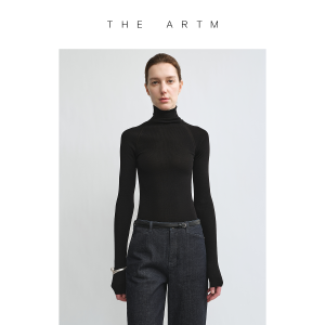 Machine Washable High Neck Fitted Knitwear for Women Raglan Sleeves