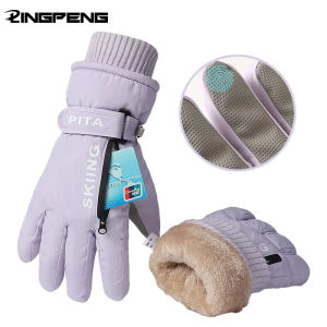 Winter Men Women Full Fingers Gloves Warm Thicken Fleece Skiing Outdoor Running Gloves Waterproof Windproof Non-Slip Mittens