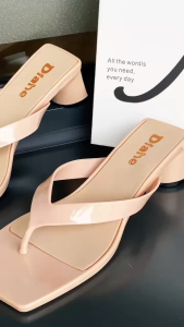 Womens Fashionable Flip-Flops Sandals Rubber Non-Slip Sole 5Cm High Heel Design Stylish High-Heeled Sandals For Wearing Alone Waterproof Material