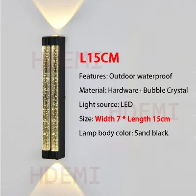 IP65 Waterproof Outdoor LED Wall LightUp-Down Bubble Crystal Wall Sconce10W Energy Saving Lamp for Patio Garden & Porch