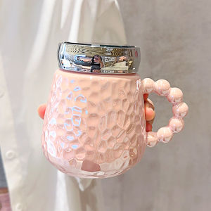 เซรามิคถ้วยชาสำหรับใช้ส่วนตัวแก้วมัคไข่มุกน่ารักสำหรับสาวๆฝาแก้วกระจกแก้วดื่มน้ำแก้วกาแฟสำหรับสำนักงาน