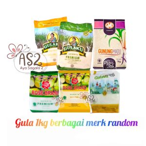 gula pasir gulaku berbagai merk gulaku rosebrand gulavit berat 1kg dan 500gr