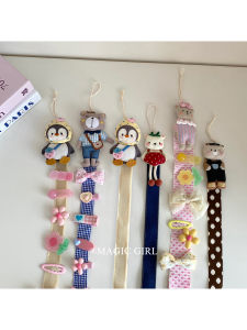 Cute Cartoon Hair Accessories Organizer Wall Hanging Clip Storage Rope Hairpins Headwear Storage Magic Girl Sweet Style