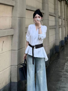 YUEZHONGWEI | Slimming Stylish V-Neck Long-Sleeve Shirt