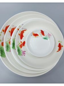 Creative Ceramic Dinnerware Plate Deep Dish Fruit Plate round Rice Plate European Style Set Home Use Dishwasher Safe