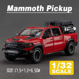 LEO 1:32 Dodge Ram Mammoth Pickup Diecast Alloy Car Model Gift for Boys Children Kids Toy Off-road Vehicle Sound and Light Metal Cars Toys