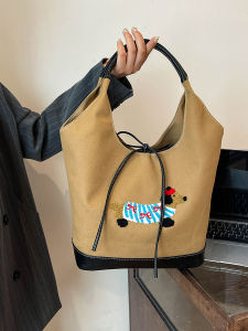 Cute Dachshund Dog Canvas Tote Bag Womens 2024 New Niche Design Single Shoulder Bag Large Capacity Commuter Tote Bag