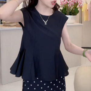 Shalldoer | French Waist-Cinching Bubble-Sleeve Sun Protection Shirt Womens Round Neck Summer Fashionable Age-Defying Versatile Top