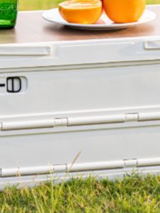 Large Capacity Camping Car Storage Box Side Opening Foldable Wooden Cover Organizer Box Outdoor Revenue Exposure Storage Case